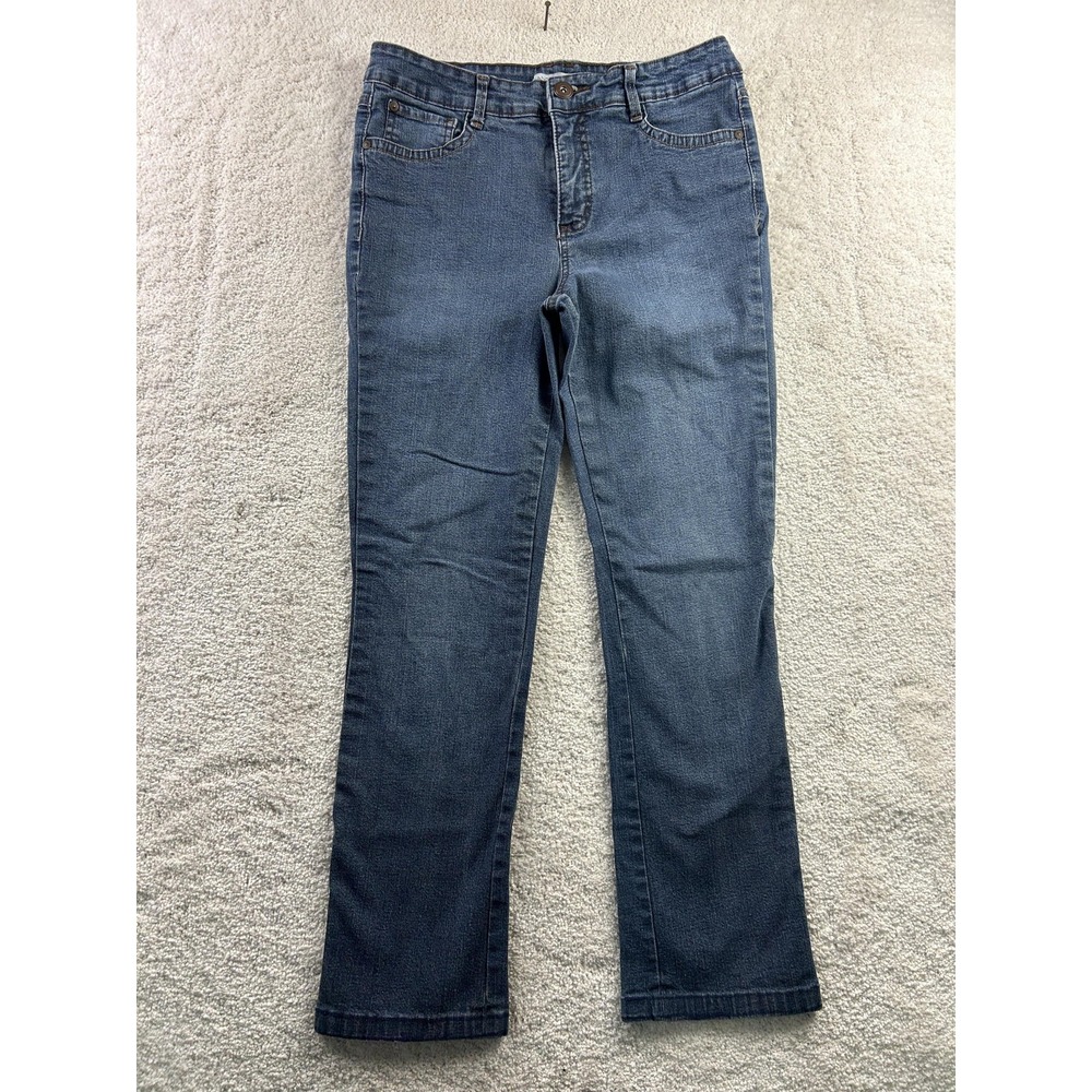 Bandolino Blu Jeans Womens 10 Blue Stretch Straight Leg Button‎ Flap Pockets